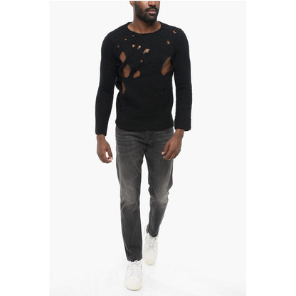 Comme Des Garçons BLACK Crew Neck Distressed Wool Pullover
