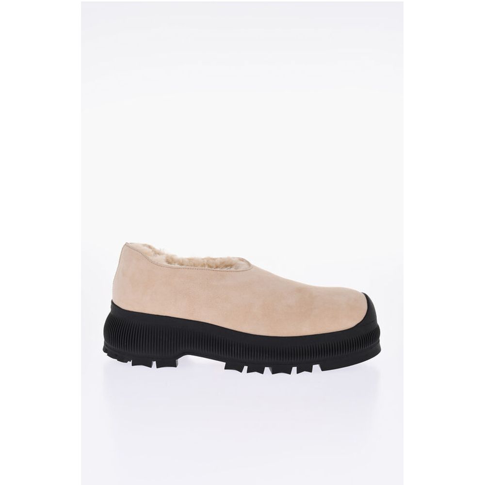 Jil Sander Suede Slip-on Sneakers with Shearling Lining