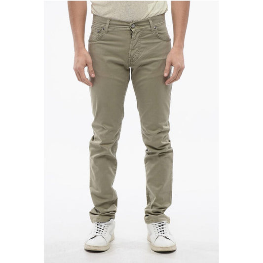 Corneliani ID Stretchy Cotton 5-pocket Pants with Embroidered Logo 17cm