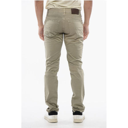 Corneliani ID Stretchy Cotton 5-pocket Pants with Embroidered Logo 17cm