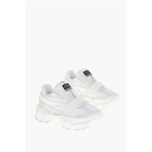 Off-White Solid Color Perforated Fabric Low-Top Sneakers