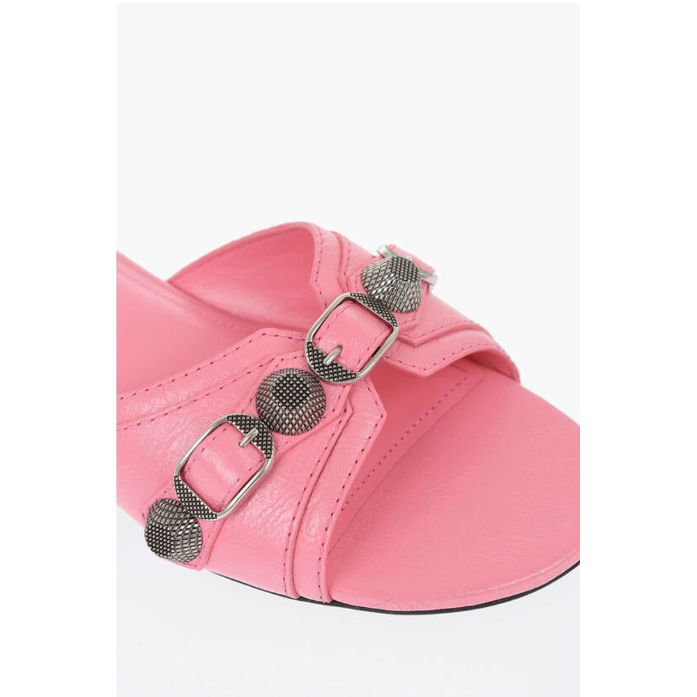 Balenciaga Leather CAGOLE Sandals with Maxi Studs and Buckle
