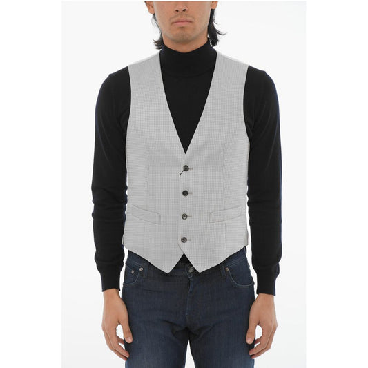Corneliani CC COLLECTION Wool Blend Waistcoat with Contrasting Buttons