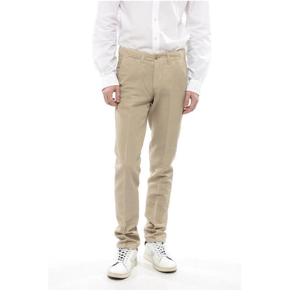 Corneliani ID Linen and Cotton Chinos Pants with Belt Loops