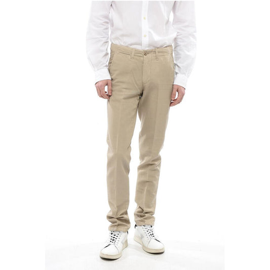 Corneliani ID Linen and Cotton Chinos Pants with Belt Loops