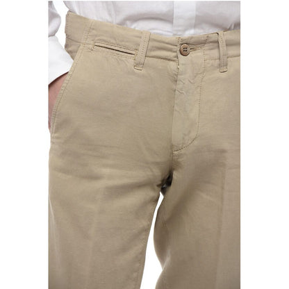 Corneliani ID Linen and Cotton Chinos Pants with Belt Loops