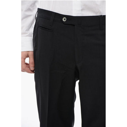 Corneliani Pin Check Patterned ACADEMY Virgin Wool Pants
