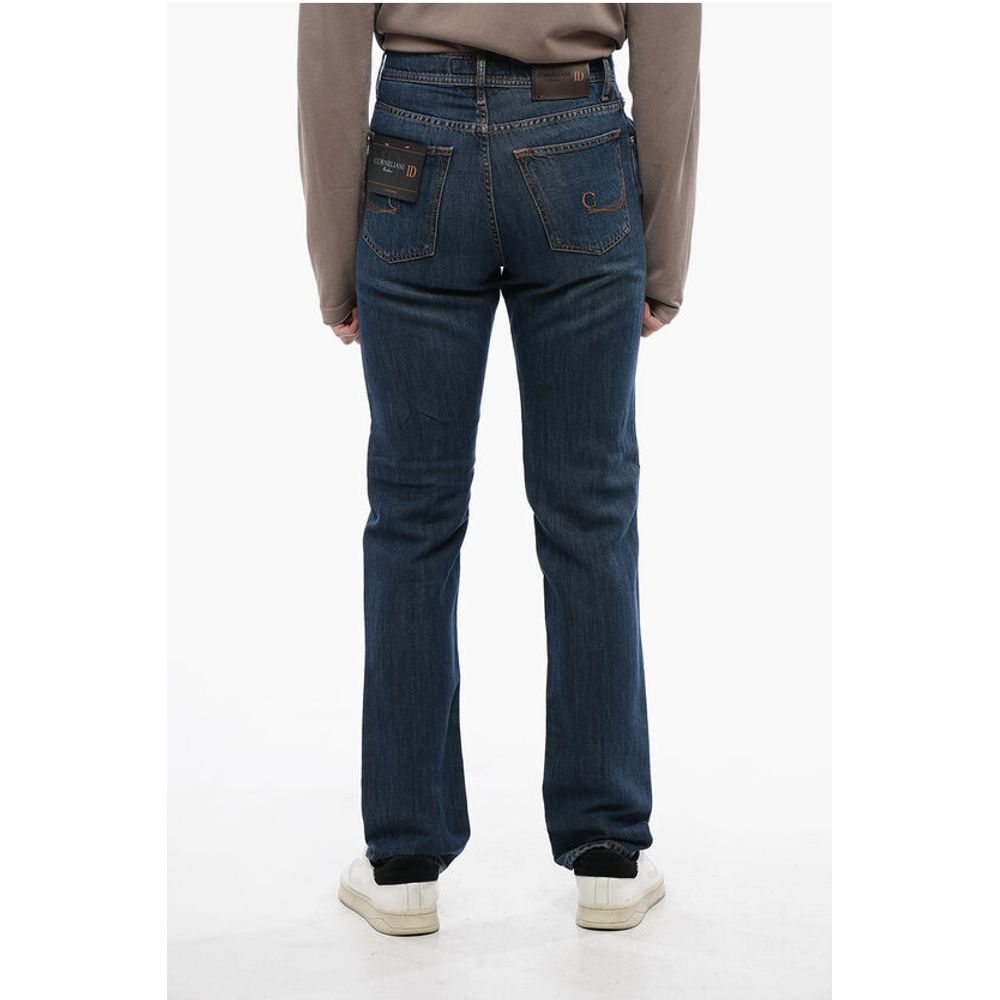 Corneliani ID LUXURY DENIM Dark-washed Denims with Contrasting Embroide