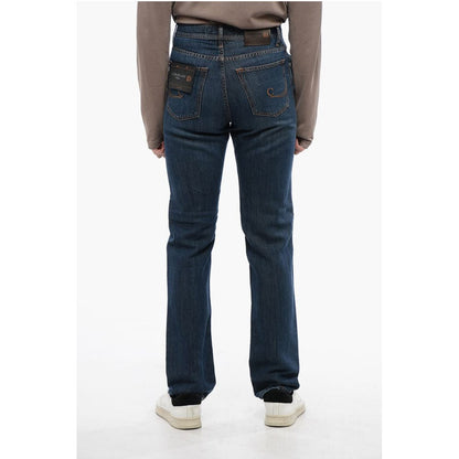 Corneliani ID LUXURY DENIM Dark-washed Denims with Contrasting Embroide