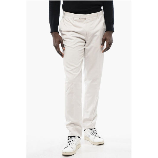 Corneliani CC COLLECTION Cotton and Cashmere Pants with Scalloped Hem