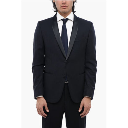 Corneliani CC COLLECTION Virgin Wool Side Vents Shawl Lapel Tuxedo Blaz