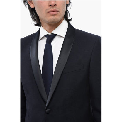 Corneliani CC COLLECTION Virgin Wool Side Vents Shawl Lapel Tuxedo Blaz