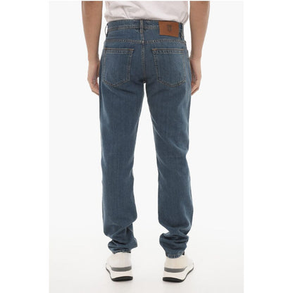 Corneliani ID Solid Color Jeans with Leather Details 18cm