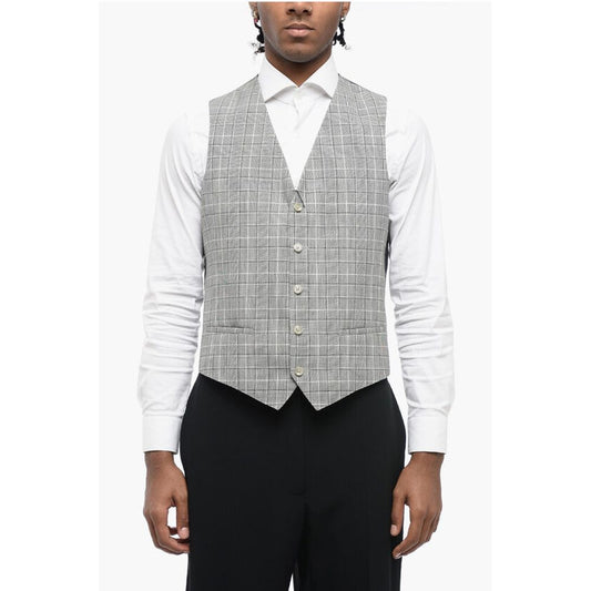Corneliani CC COLLECTION District Check Virgin Wool Vest