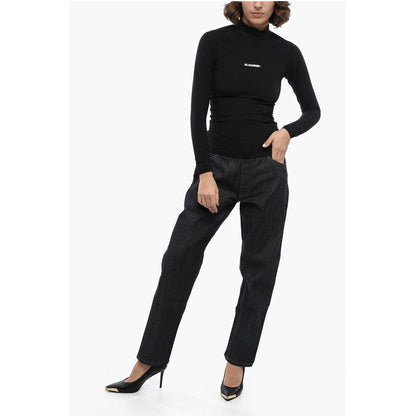 Jil Sander Long-sleeved Tech Fabric Top with Printed Logo