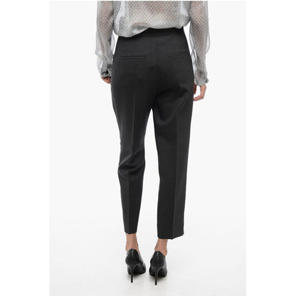 Chloé Front-pleated Pants with Hopsack Motif