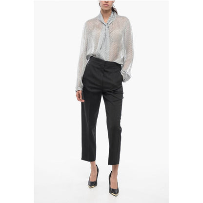 Chloé Front-pleated Pants with Hopsack Motif