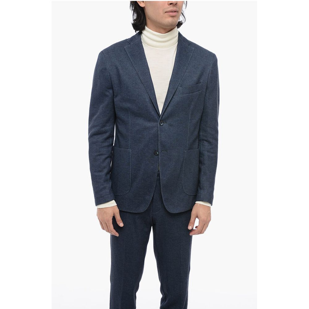 Corneliani CC COLLECTION Cotton Blend Suit with Notch Lapel and Patch P