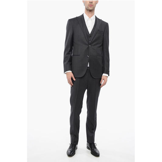 Corneliani Center Vent Peak Lapel CERIM.ACADEMY 3 Piece Waistcoat Suit