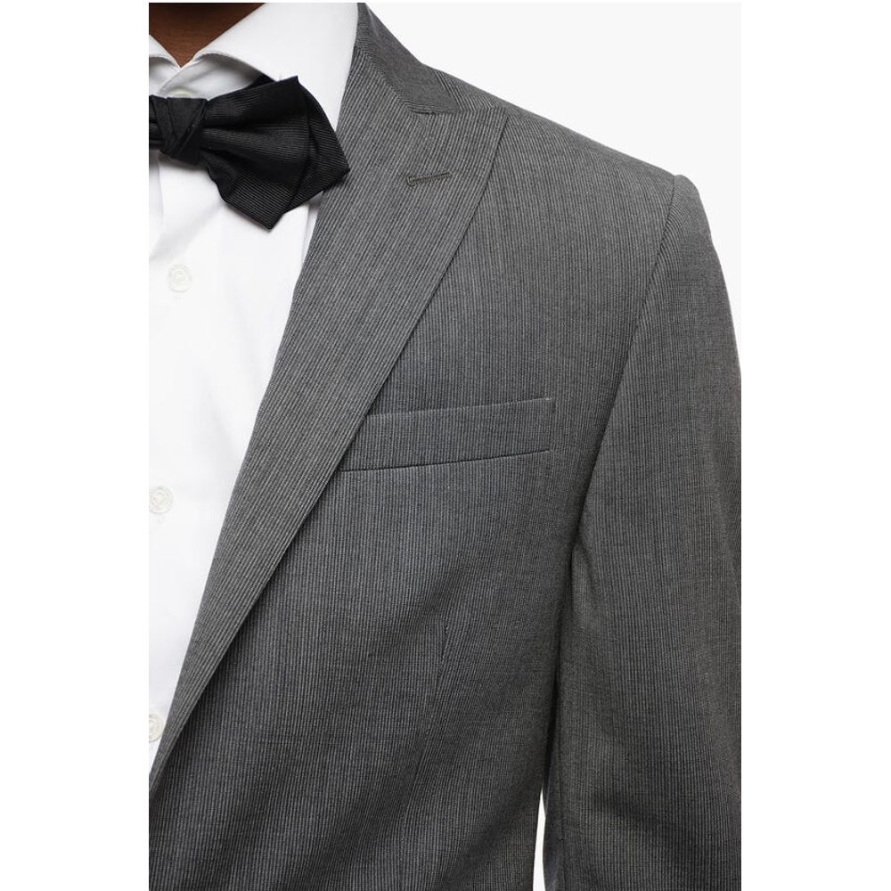 Corneliani CC COLLECTION Pinstriped Center Vent Peak Lapel CERIM.REFINE