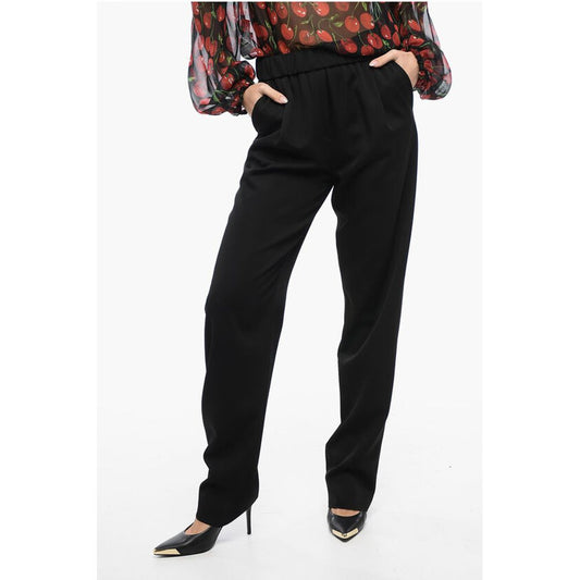 Armani Virgin Wool Straight-Fit Pants with Drawstring