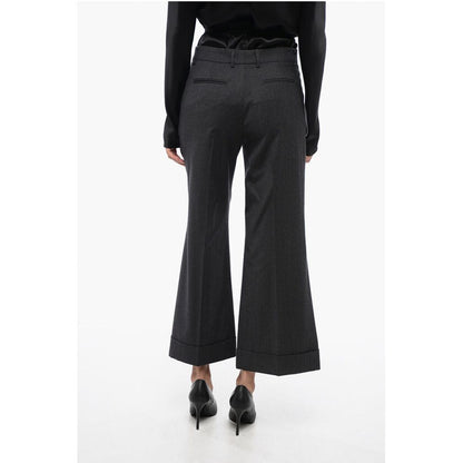 QL2 Virgin Wool Wide-Leg Pants with Cuffed Hem