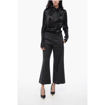 QL2 Virgin Wool Wide-Leg Pants with Cuffed Hem