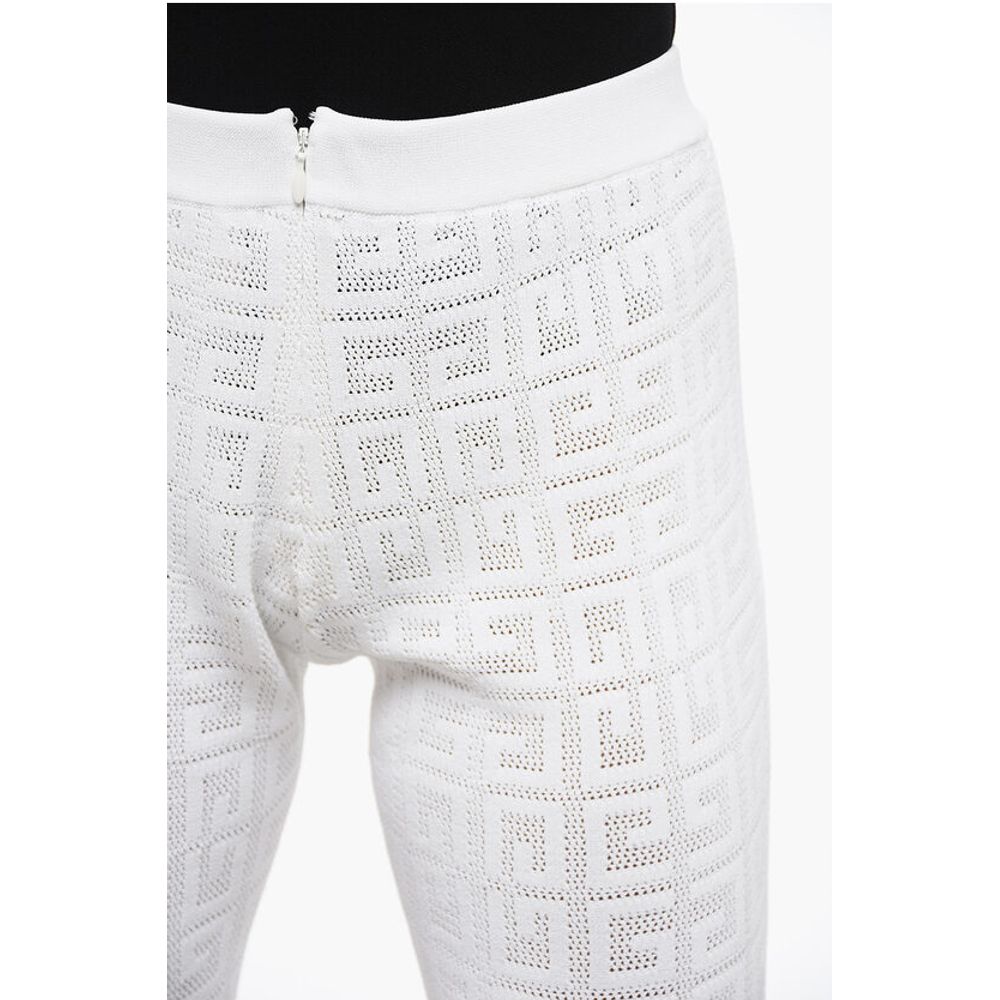 Givenchy Perforated Viscose Blend Flared Fit Pants with Monogram Moti