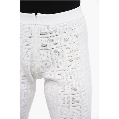 Givenchy Perforated Viscose Blend Flared Fit Pants with Monogram Moti