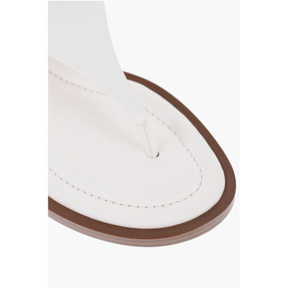 Michael Kors MICHAEL Leather DANIELLA Thong Sandals with Golden-Effect Mo
