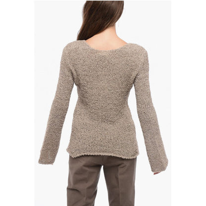 By Malene Birger Crew Neck Cotton Blend Sweater with Wide Sleeves