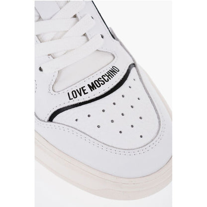 Moschino LOVE Textured Leather BOLD40 Low-Top Sneakers with Contrast