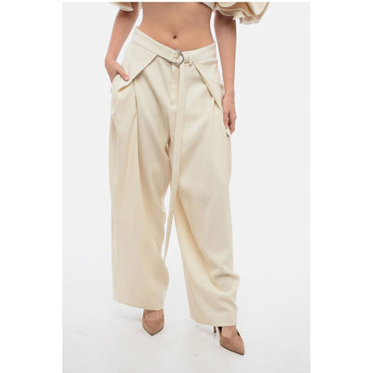Ami Alexandre Mattiussi Wide-Leg Pants with Pleated Effect Belt