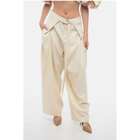 Ami Alexandre Mattiussi Wide-Leg Pants with Pleated Effect Belt