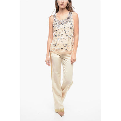 Parosh Mesh Top with Shimmer Effect Application