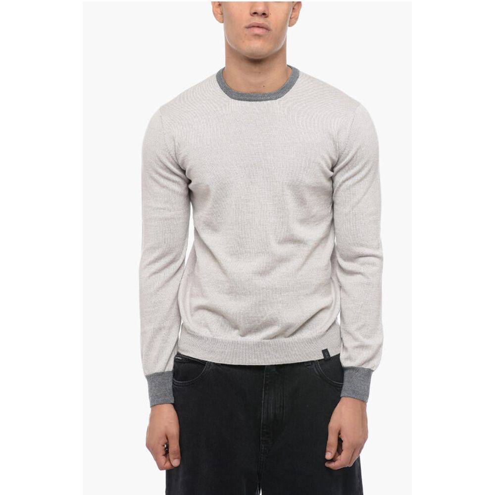 Fay Virgin Wool Sweater with Contrasting Edges and Patches