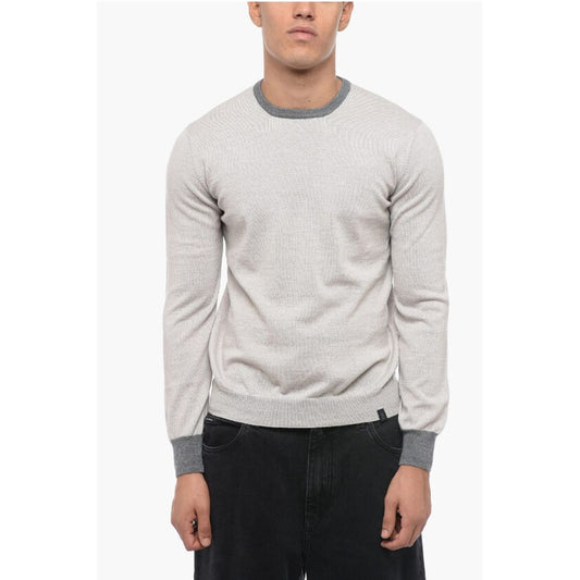 Fay Virgin Wool Sweater with Contrasting Edges and Patches