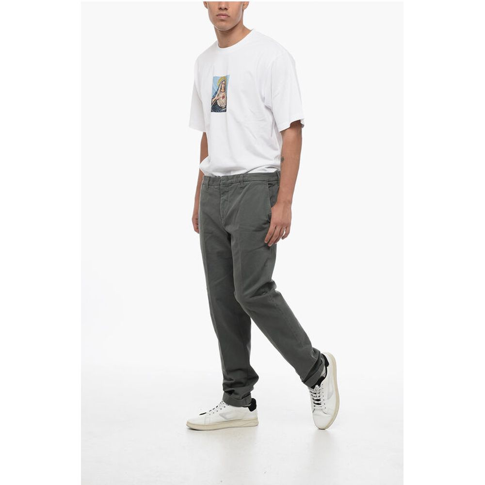 Fay Stretch Cotton Chinos Pants with Cuffs