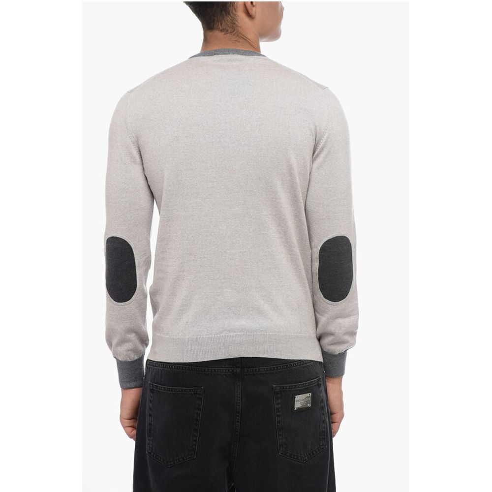 Fay Virgin Wool Sweater with Contrasting Edges and Patches