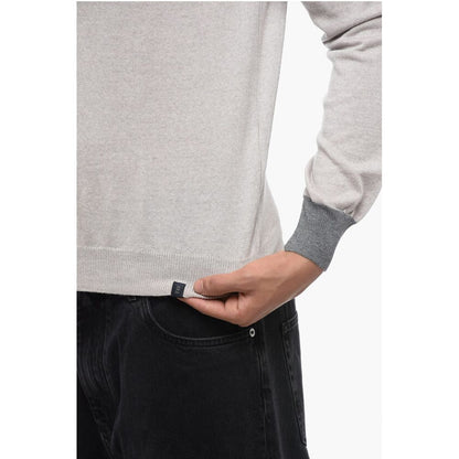 Fay Virgin Wool Sweater with Contrasting Edges and Patches