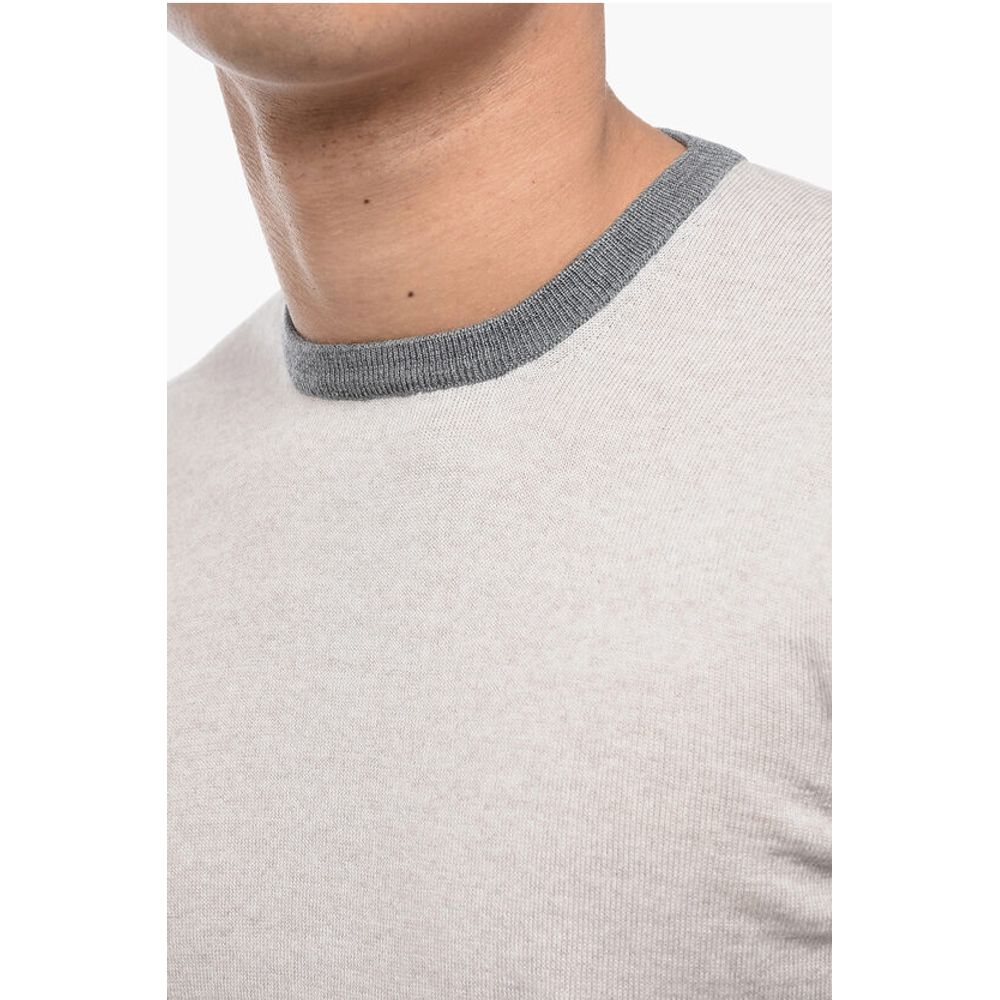 Fay Virgin Wool Sweater with Contrasting Edges and Patches