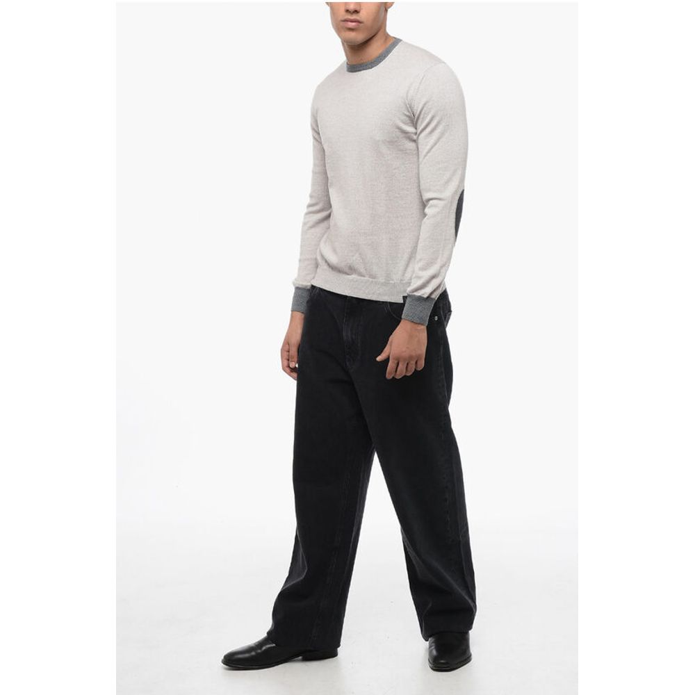 Fay Virgin Wool Sweater with Contrasting Edges and Patches
