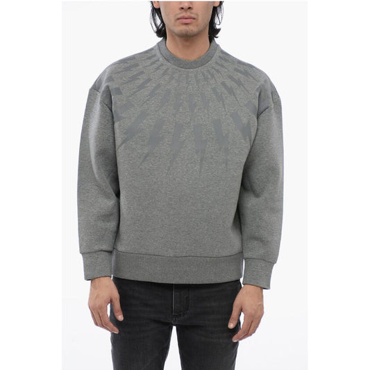 Neil Barrett Cotton Neoprene FAIRISLE THUNDERBOLT Easy Fit Sweatshirt