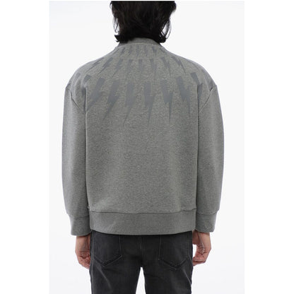 Neil Barrett Cotton Neoprene FAIRISLE THUNDERBOLT Easy Fit Sweatshirt
