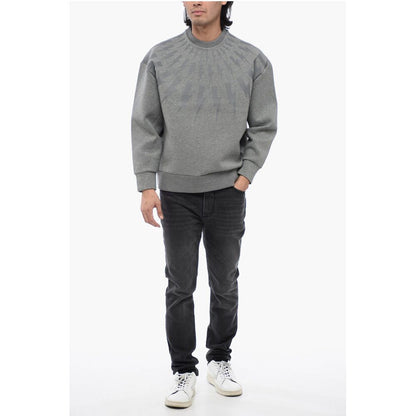 Neil Barrett Cotton Neoprene FAIRISLE THUNDERBOLT Easy Fit Sweatshirt