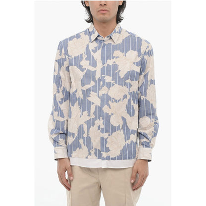 Neil Barrett Double Layer Floral-Motif Loose Fit Shirt