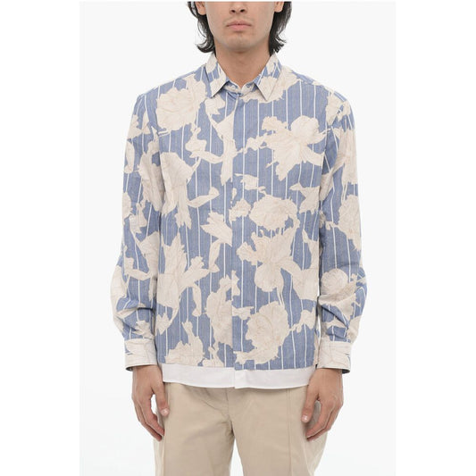 Neil Barrett Double Layer Floral-Motif Loose Fit Shirt