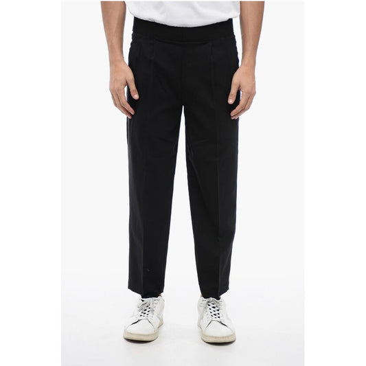 Neil Barrett Tapered Fit Linen Blend Pants with Double Pleat