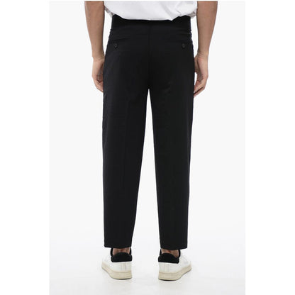 Neil Barrett Tapered Fit Linen Blend Pants with Double Pleat