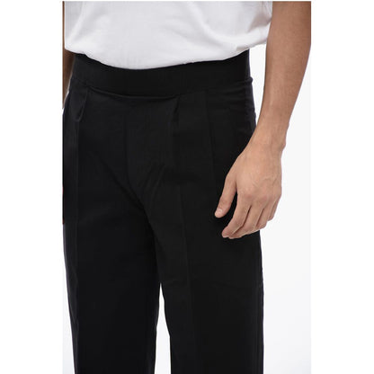 Neil Barrett Tapered Fit Linen Blend Pants with Double Pleat